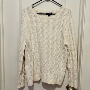 Lands' End Women's Cable Knit Sweater - White